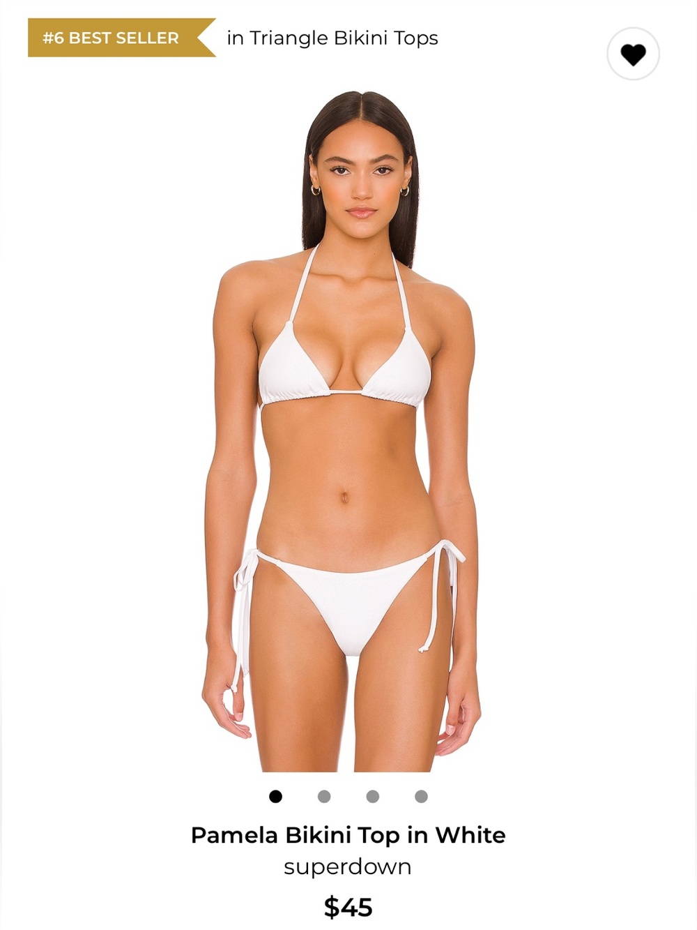 Superdown White Tie-Side Triangle Bikini Set